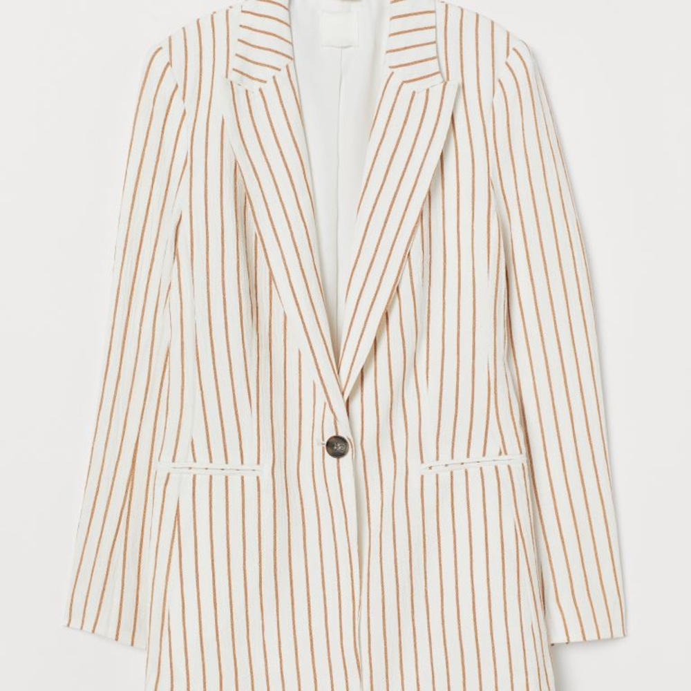 Seersucker Single Breasted Striped Blazer